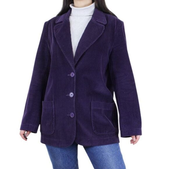 Newport News Blazer Wide Wale Corduroy Sz. 12 Vtg 1990’s Purple - Picture 7 of 7